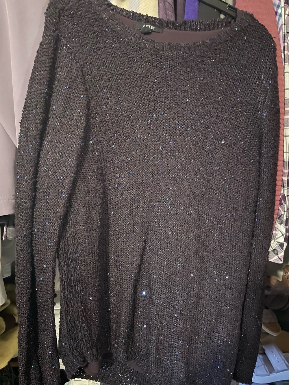 Apt. 9 Women's Dark Plum Sparkle Knit Sweater